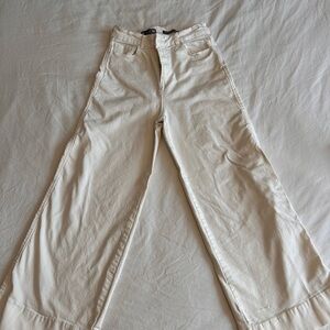 Elegant Cream Wide Leg Jeans